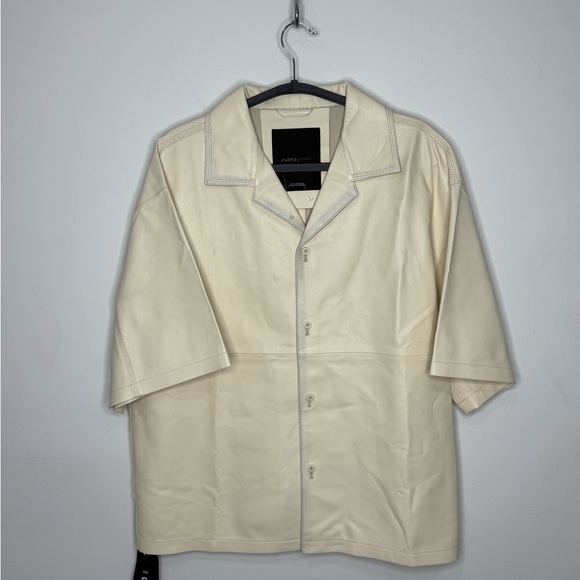 Purple Brand Leather Camp Shirt Off White Men’s Size Small